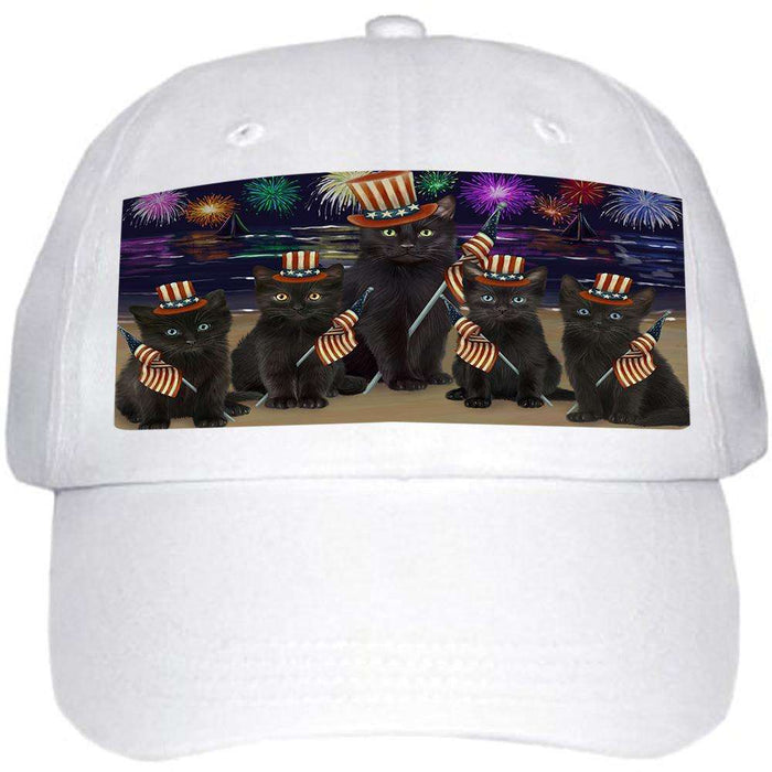4th of July Independence Day Firework Black Cats Ball Hat Cap HAT60963