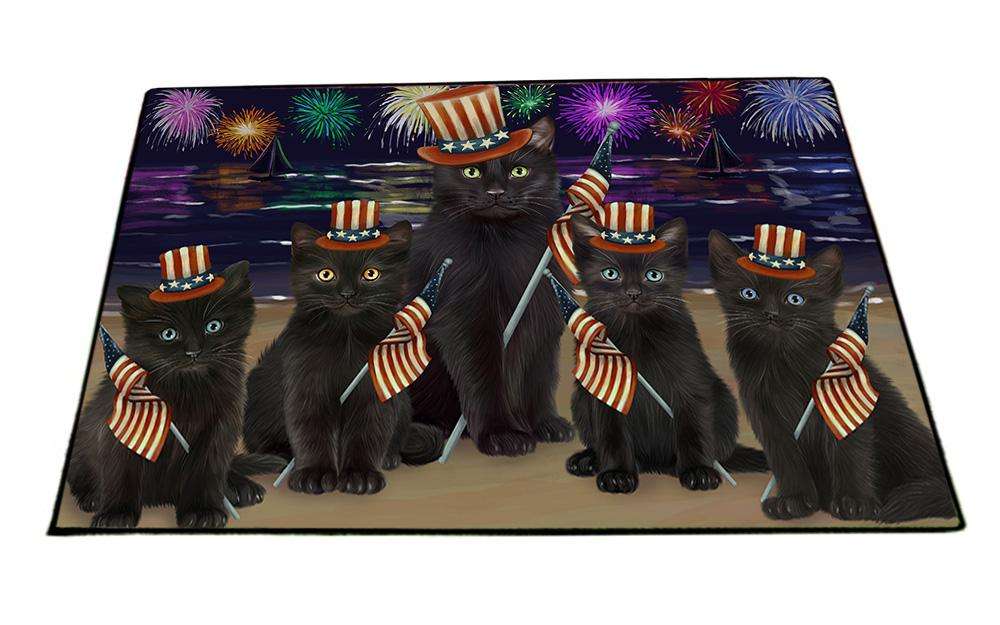 4th of July Independence Day Firework Black Cats Floormat FLMS51435