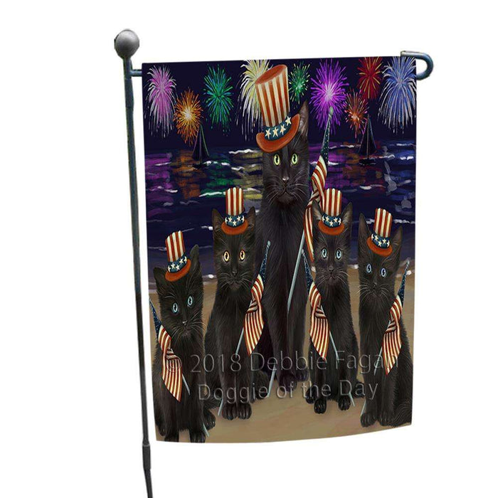 4th of July Independence Day Firework Black Cats Garden Flag GFLG52017