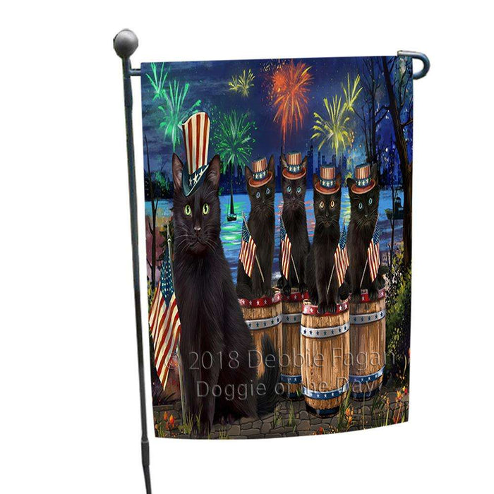 4th of July Independence Day Firework Black Cats Garden Flag GFLG54170