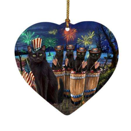 4th of July Independence Day Firework Black Cats Heart Christmas Ornament HPOR54108