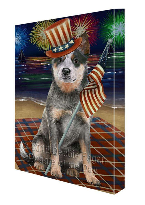 4th of July Independence Day Firework Blue Heeler Dog Canvas Print Wall Art Décor CVS85463