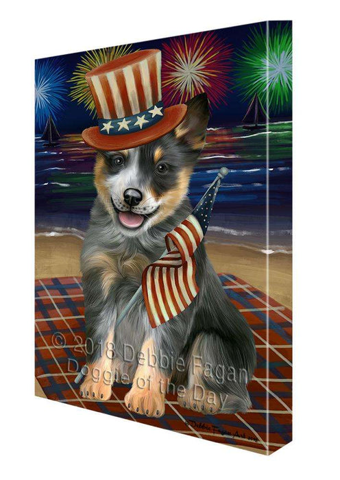4th of July Independence Day Firework Blue Heeler Dog Canvas Print Wall Art Décor CVS85490
