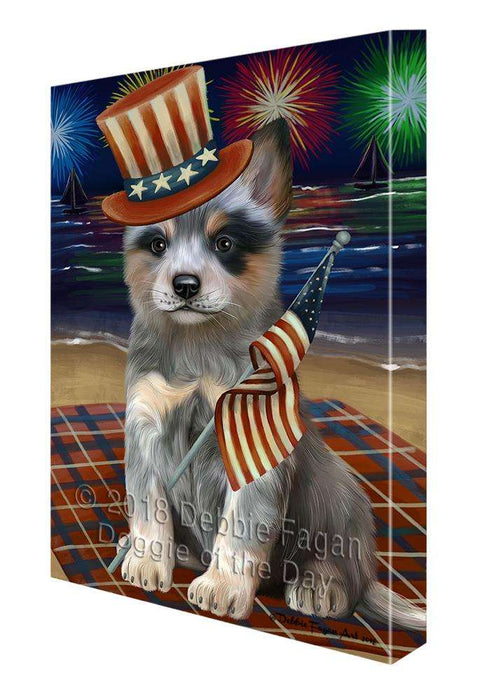 4th of July Independence Day Firework Blue Heeler Dog Canvas Print Wall Art Décor CVS85499