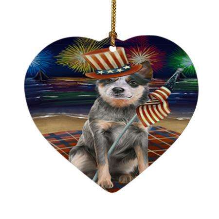 4th of July Independence Day Firework Blue Heeler Dog Heart Christmas Ornament HPOR52022