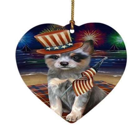 4th of July Independence Day Firework Blue Heeler Dog Heart Christmas Ornament HPOR52026