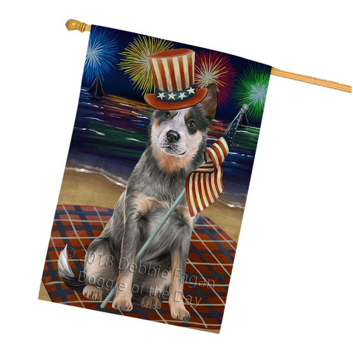 4th of July Independence Day Firework Blue Heeler Dog House Flag FLG52155