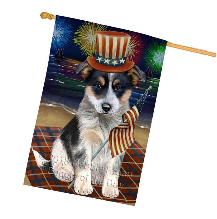 4th of July Independence Day Firework Blue Heeler Dog House Flag FLG52495