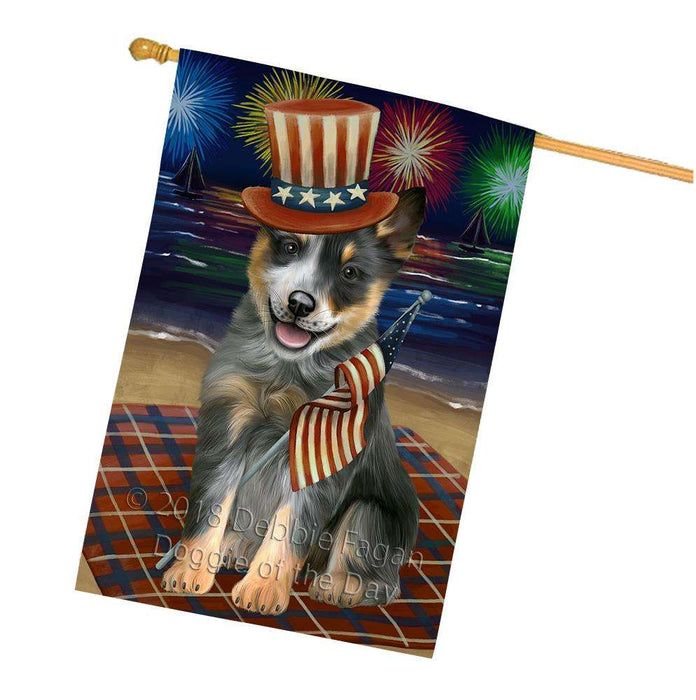 4th of July Independence Day Firework Blue Heeler Dog House Flag FLG52496