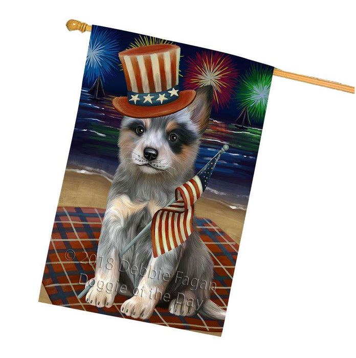 4th of July Independence Day Firework Blue Heeler Dog House Flag FLG52497