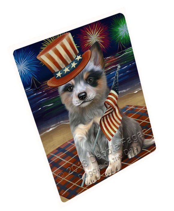 4th of July Independence Day Firework Blue Heeler Dog Large Refrigerator / Dishwasher Magnet RMAG72654