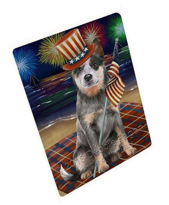 4th of July Independence Day Firework Blue Heeler Dog Large Refrigerator / Dishwasher Magnet RMAG74658