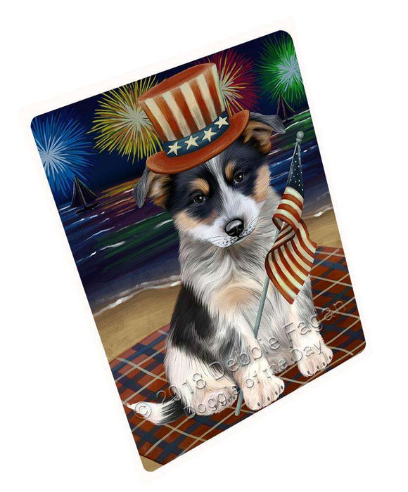 4th of July Independence Day Firework Blue Heeler Dog Large Refrigerator / Dishwasher Magnet RMAG74670