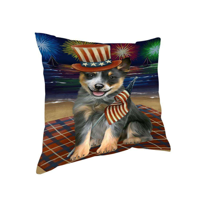 4th of July Independence Day Firework Blue Heeler Dog Pillow PIL64464
