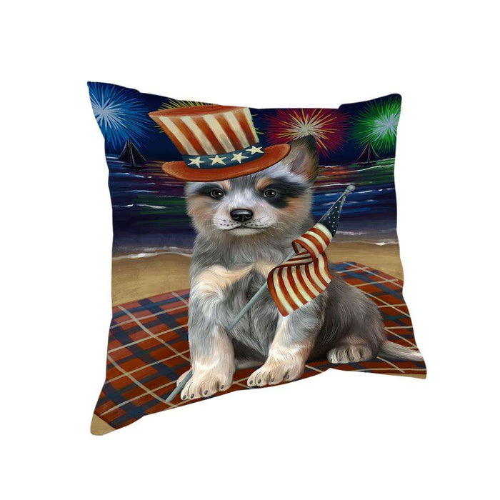 4th of July Independence Day Firework Blue Heeler Dog Pillow PIL64468