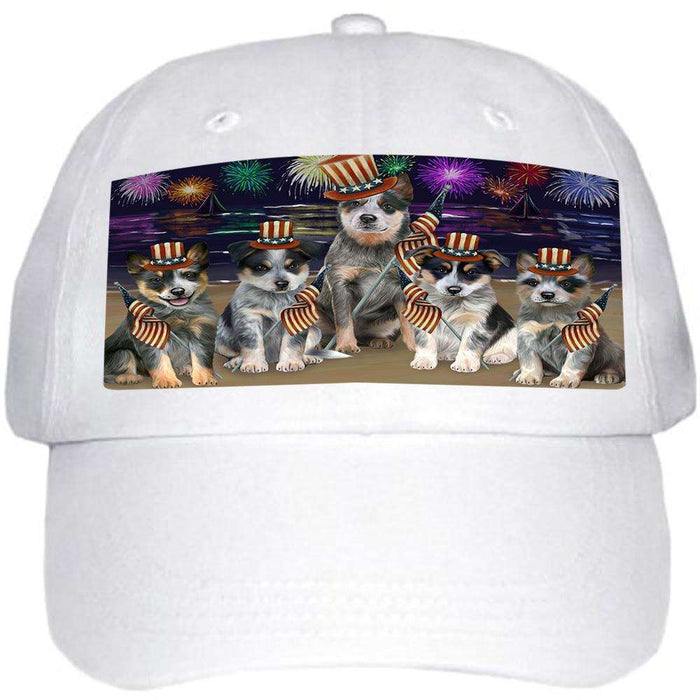4th of July Independence Day Firework Blue Heelers Dog Ball Hat Cap HAT59958