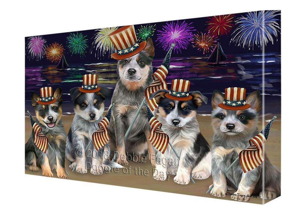 4th of July Independence Day Firework Blue Heelers Dog Canvas Print Wall Art Décor CVS85472