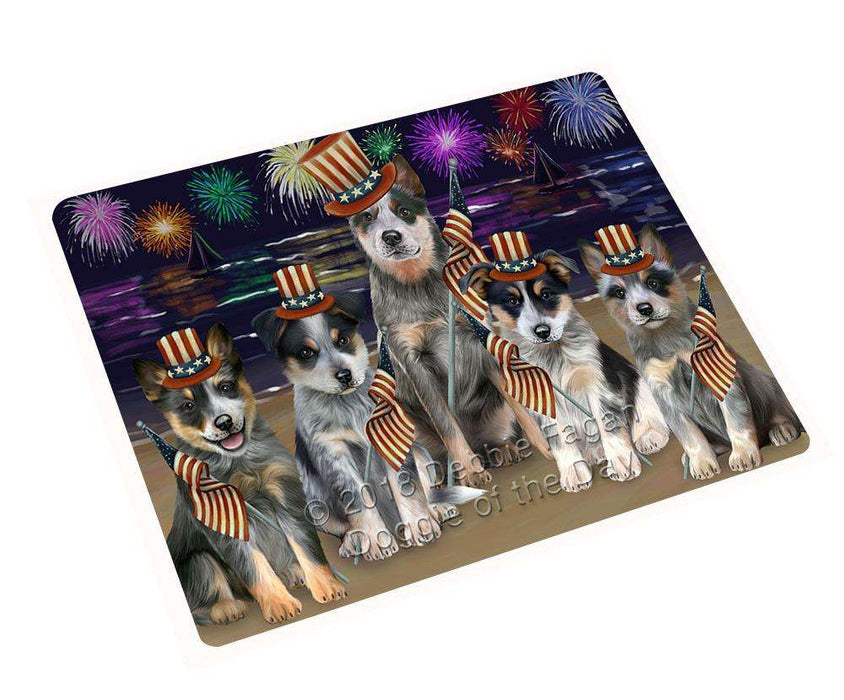 4th of July Independence Day Firework Blue Heelers Dog Cutting Board C61332
