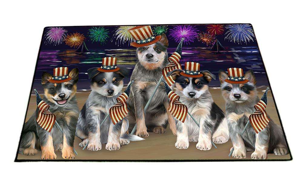 4th of July Independence Day Firework Blue Heelers Dog Floormat FLMS51438