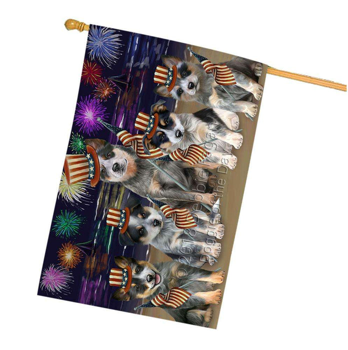 4th of July Independence Day Firework Blue Heelers Dog House Flag FLG52156
