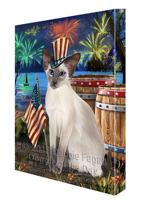 4th of July Independence Day Firework Blue Point Siamese Cat Canvas Print Wall Art Décor CVS104228