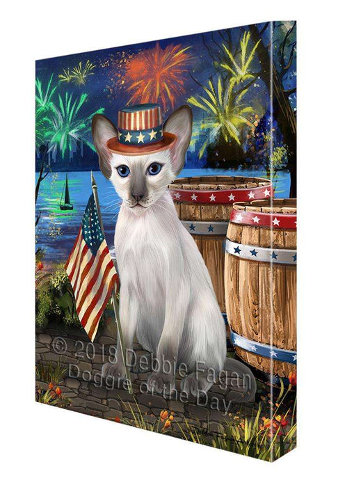 4th of July Independence Day Firework Blue Point Siamese Cat Canvas Print Wall Art Décor CVS104237