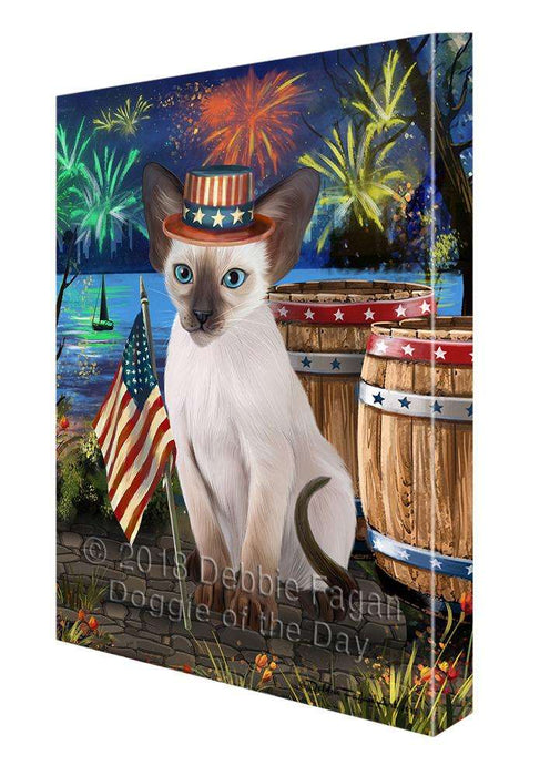 4th of July Independence Day Firework Blue Point Siamese Cat Canvas Print Wall Art Décor CVS104246