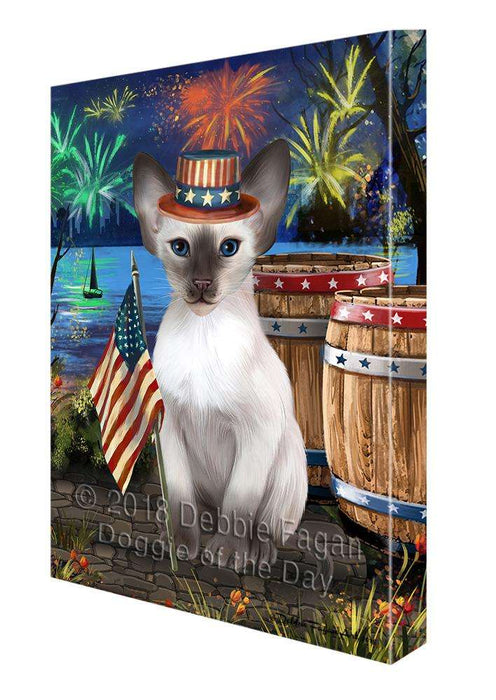 4th of July Independence Day Firework Blue Point Siamese Cat Canvas Print Wall Art Décor CVS104255