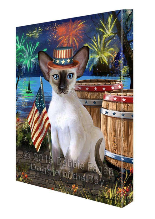 4th of July Independence Day Firework Blue Point Siamese Cat Canvas Print Wall Art Décor CVS104264