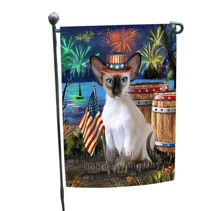 4th of July Independence Day Firework Blue Point Siamese Cat Garden Flag GFLG54108