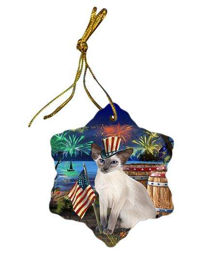4th of July Independence Day Firework Blue Point Siamese Cat Star Porcelain Ornament SPOR54033
