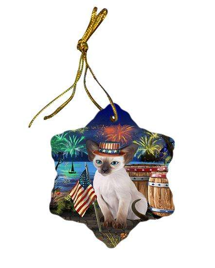 4th of July Independence Day Firework Blue Point Siamese Cat Star Porcelain Ornament SPOR54035