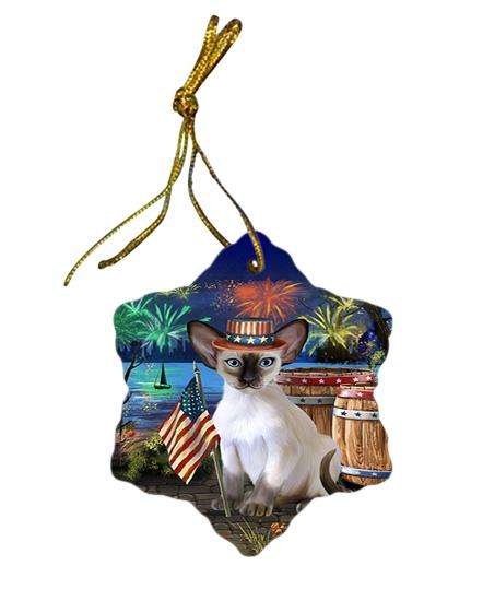 4th of July Independence Day Firework Blue Point Siamese Cat Star Porcelain Ornament SPOR54037