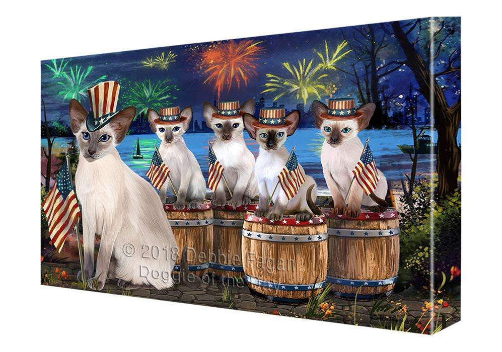 4th of July Independence Day Firework Blue Point Siamese Cats Canvas Print Wall Art Décor CVS104831