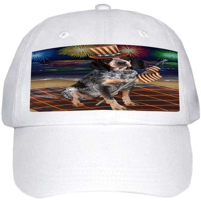 4th of July Independence Day Firework Bluetick Coonhound Dog Ball Hat Cap HAT52557