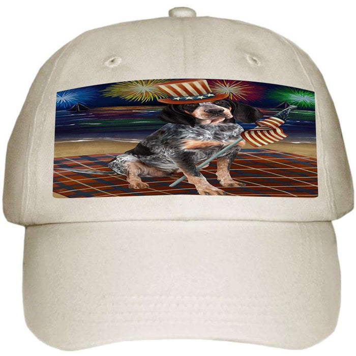 4th of July Independence Day Firework Bluetick Coonhound Dog Ball Hat Cap HAT52557