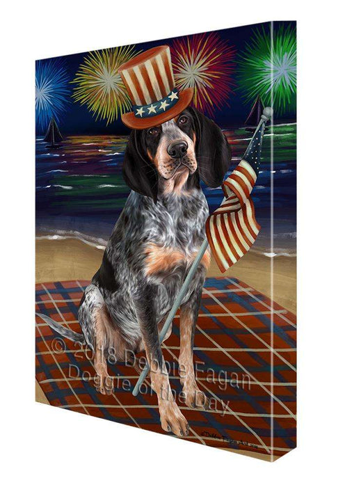 4th of July Independence Day Firework Bluetick Coonhound Dog Canvas Wall Art CVS62215