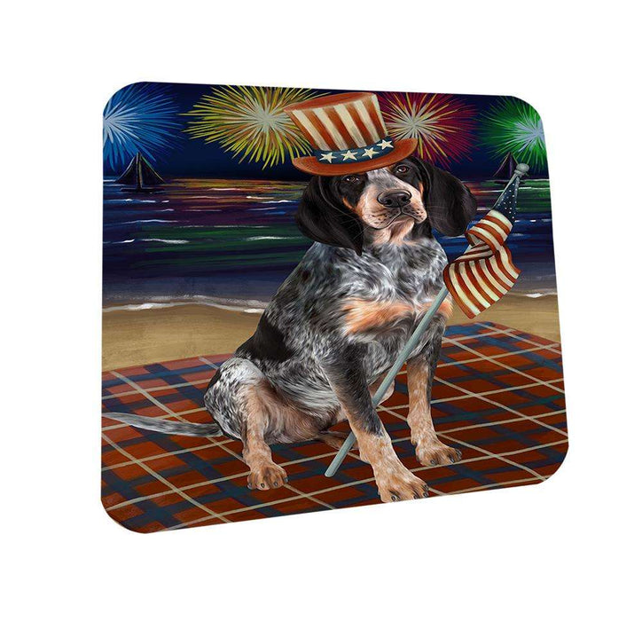 4th of July Independence Day Firework Bluetick Coonhound Dog Coasters Set of 4 CST49668
