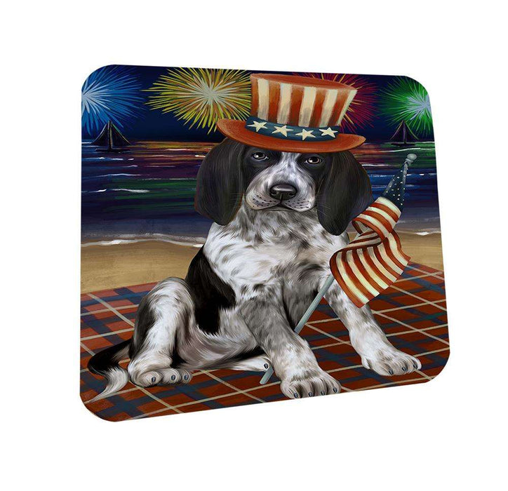 4th of July Independence Day Firework Bluetick Coonhound Dog Coasters Set of 4 CST49670