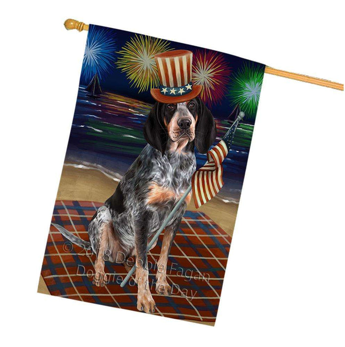 4th of July Independence Day Firework Bluetick Coonhound Dog House Flag FLG49573
