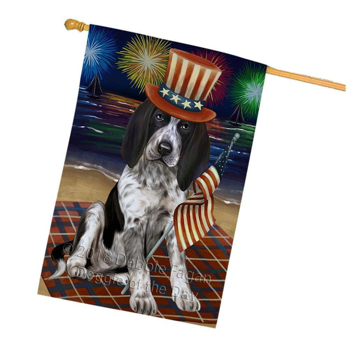 4th of July Independence Day Firework Bluetick Coonhound Dog House Flag FLG49575