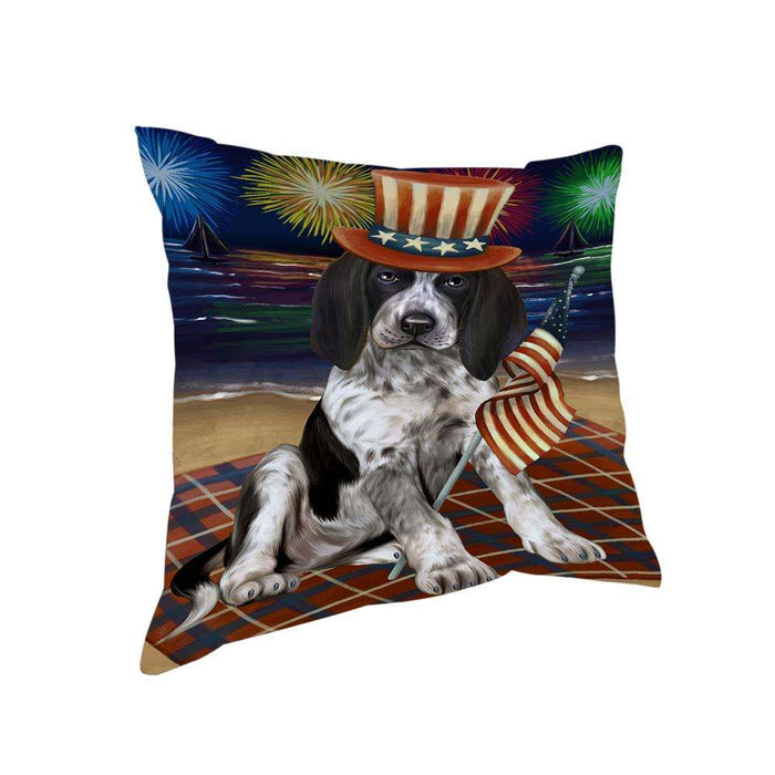 4th of July Independence Day Firework Bluetick Coonhound Dog Pillow PIL54296