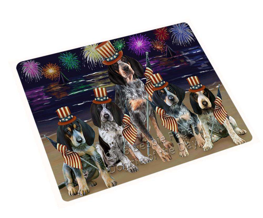 4th of July Independence Day Firework Bluetick Coonhound Dog Tempered Cutting Board C52692