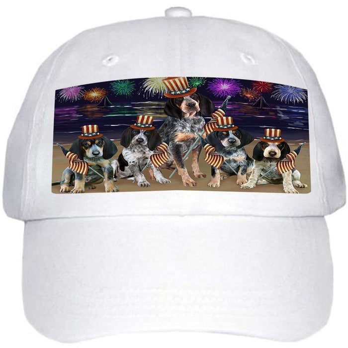 4th of July Independence Day Firework Bluetick Coonhounds Dog Ball Hat Cap HAT52560