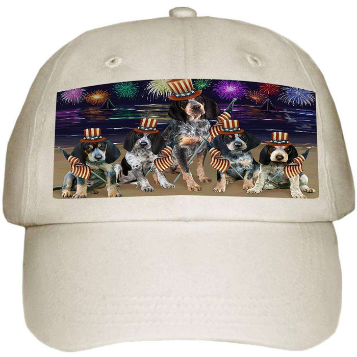 4th of July Independence Day Firework Bluetick Coonhounds Dog Ball Hat Cap HAT52560