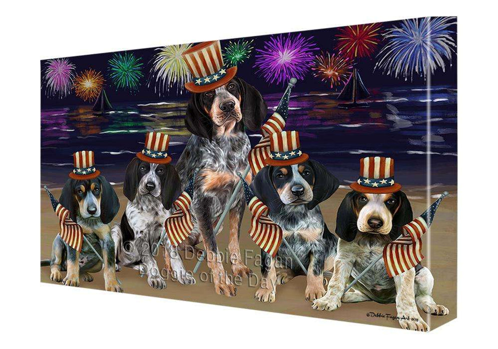 4th of July Independence Day Firework Bluetick Coonhounds Dog Canvas Wall Art CVS62224