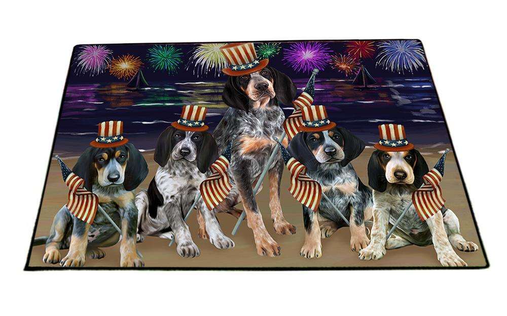 4th of July Independence Day Firework Bluetick Coonhounds Dog Floormat FLMS49995