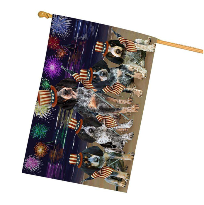 4th of July Independence Day Firework Bluetick Coonhounds Dog House Flag FLG49574
