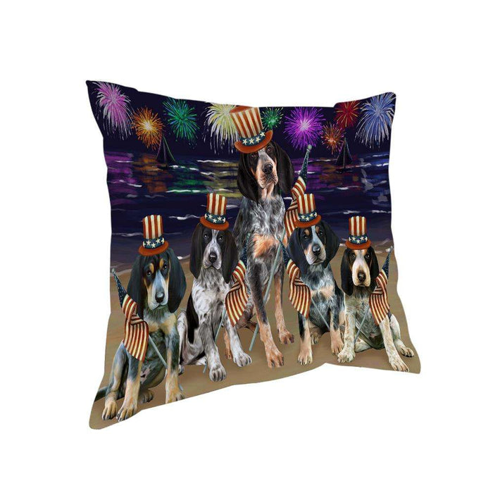 4th of July Independence Day Firework Bluetick Coonhounds Dog Pillow PIL54292