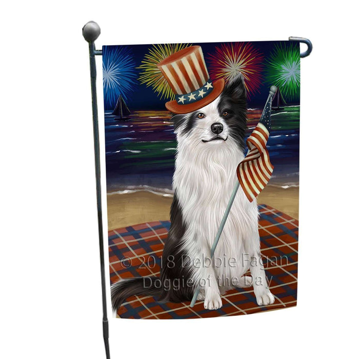 4th of July Independence Day Firework Border Collie Dog Garden Flag GFLG48632